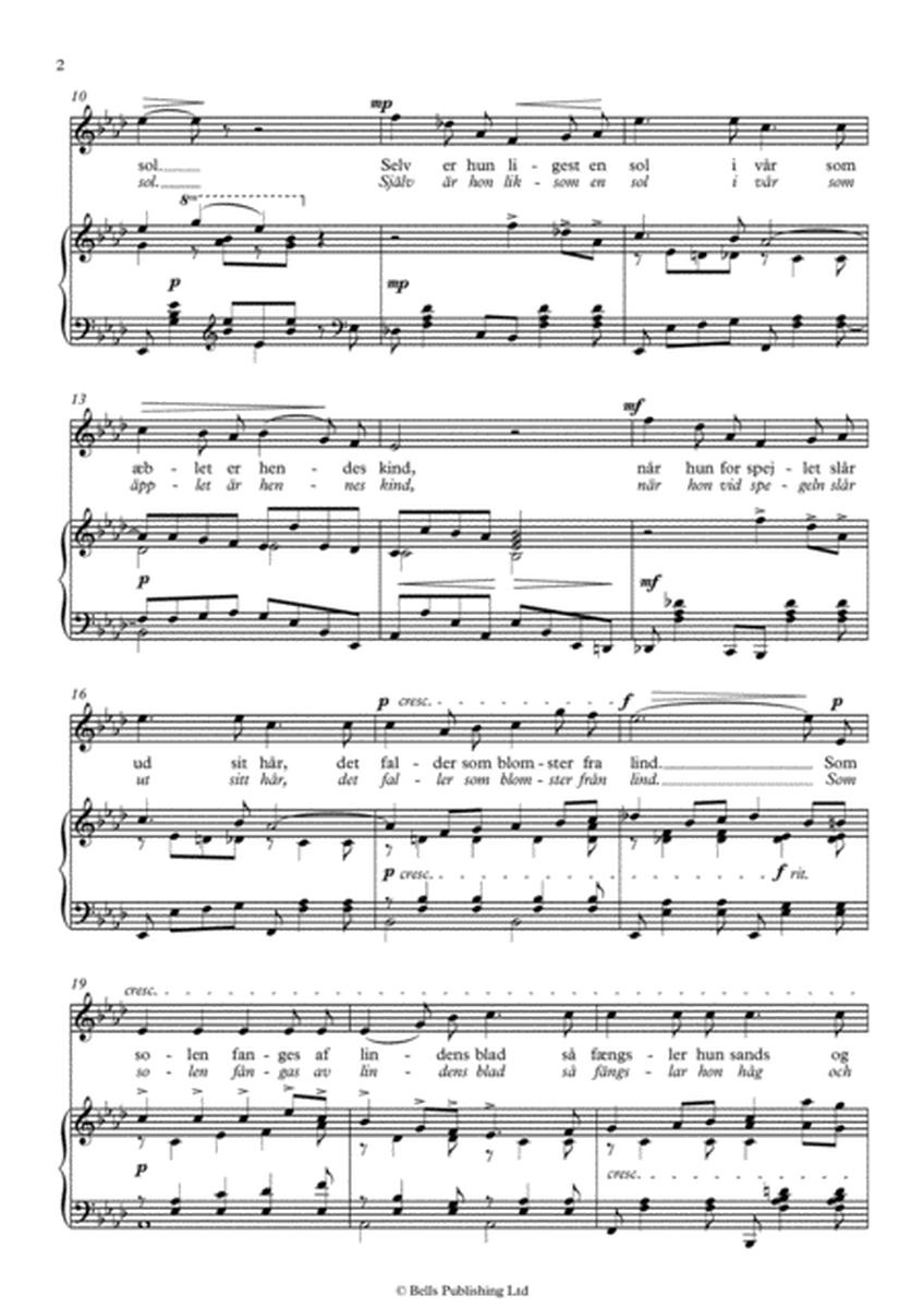 Jungfrun under lind, Op. 10 No. 1 (Original key. A-flat Major)