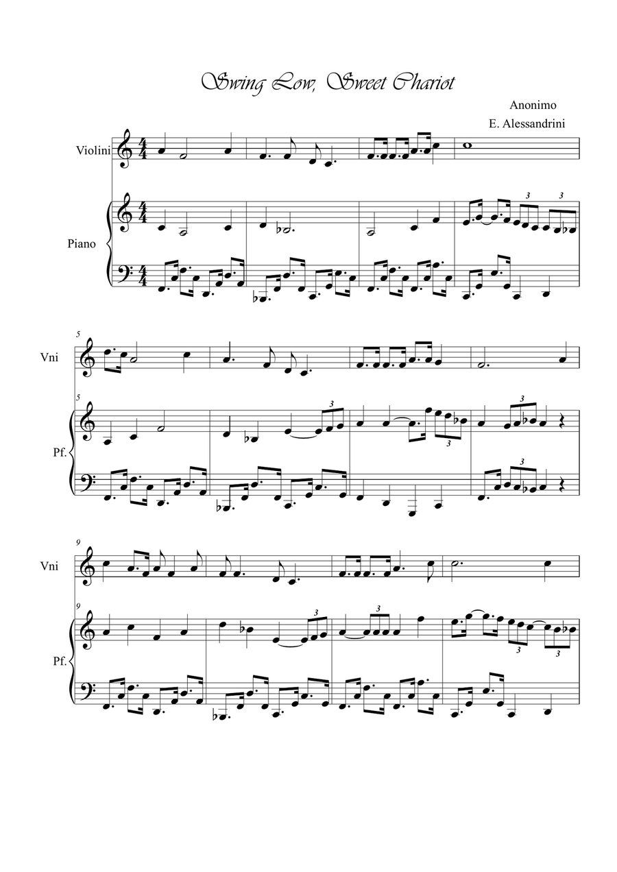 Swing Low, Sweet chariot. Violin and piano