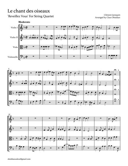 C. Janequin: Le Chant des Oiseaux for String Quartet image number null
