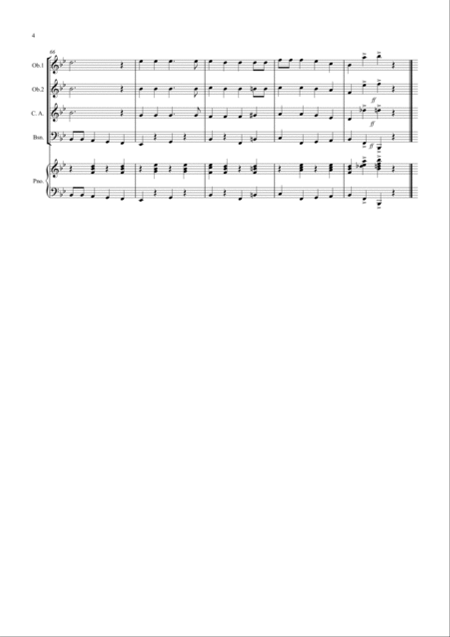 Jingle Bells (Jazzy Style!) for Double Reed Quartet Bassoon scores gallery preview page 4