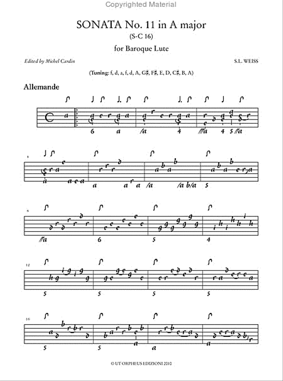 Sonata No. 11 in A Major (S-C 16) - Sonata No. 15 in F Minor (S-C 21) for Baroque Lute Lute scores gallery preview page 2