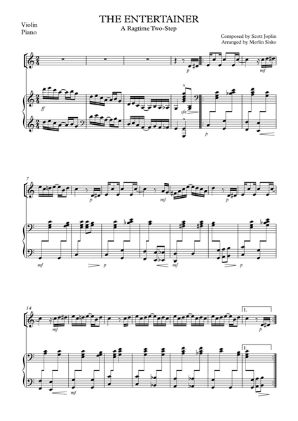 The Entertainer - Scott Joplin - Violin and piano image number null