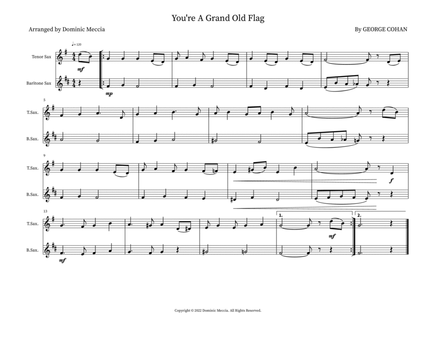 You're A Grand Old Flag Woodwind Duet scores gallery preview page 1