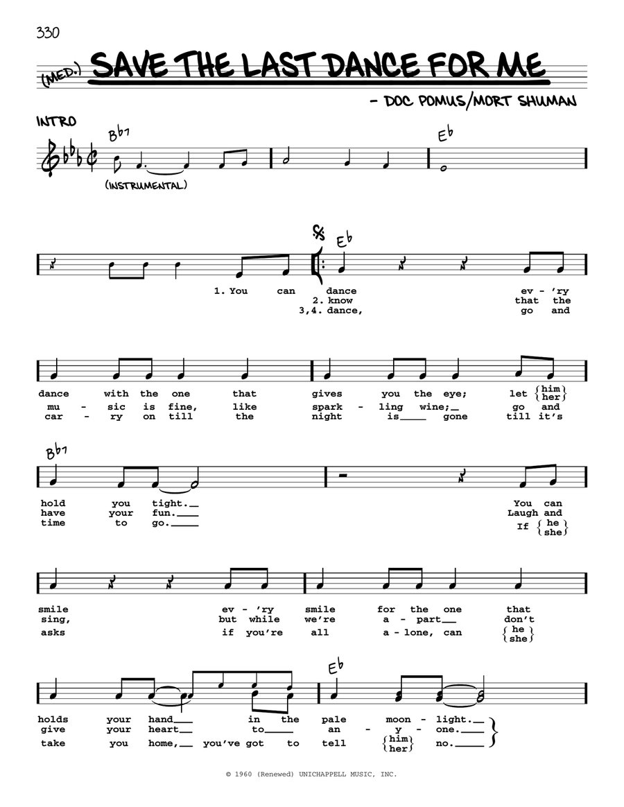 Save The Last Dance For Me Voice scores gallery preview page 1