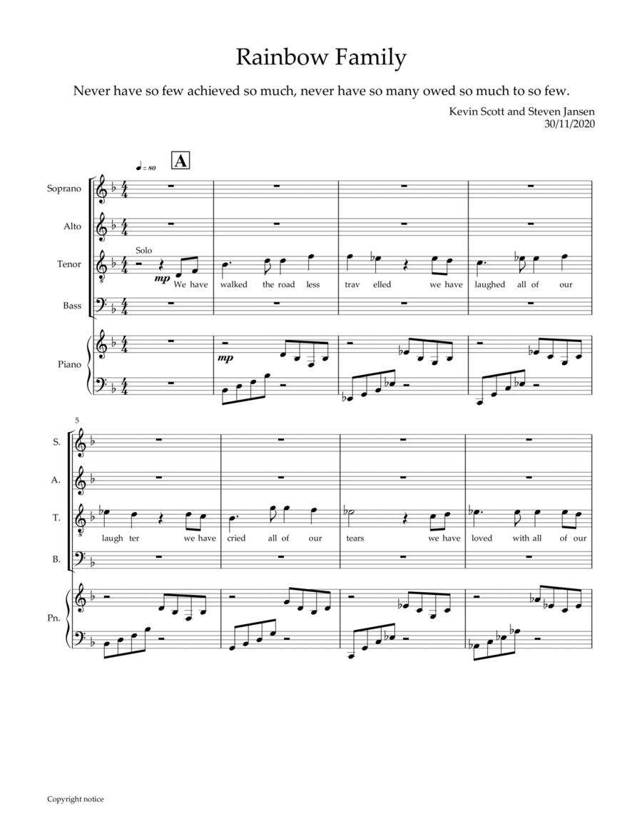 Rainbow Family 4-Part scores gallery preview page 1