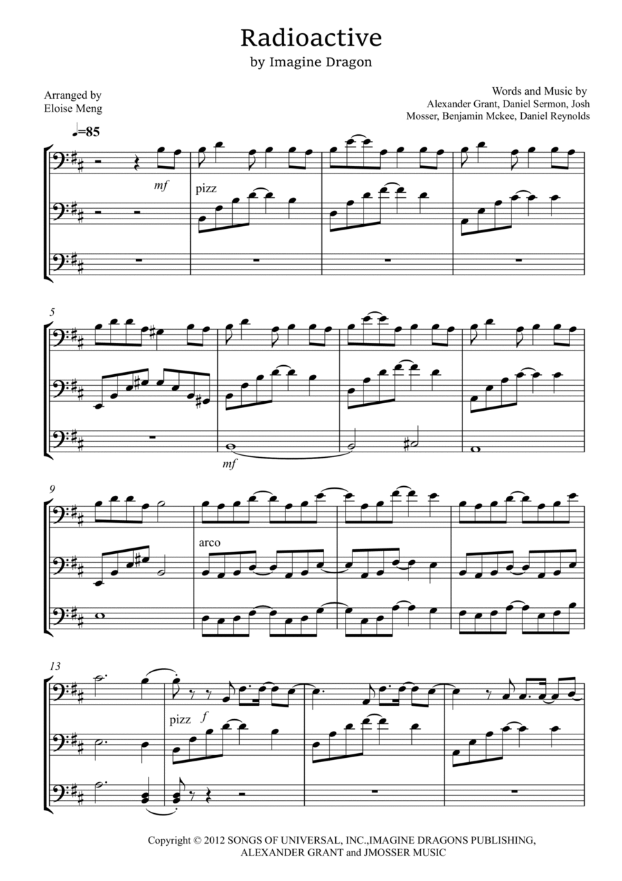 Radioactive - Score Only String Trio scores gallery preview page 1