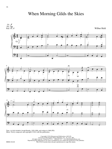 New Every Morning: Six Settings of Morning Hymns for Organ image number null