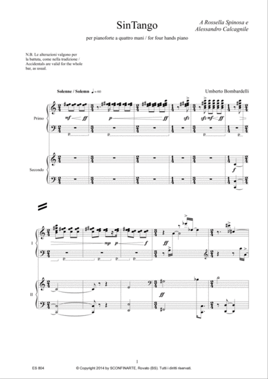 Umberto Bombardelli: SINTANGO (ES 804) 1 Piano, 4-Hands scores gallery preview page 5