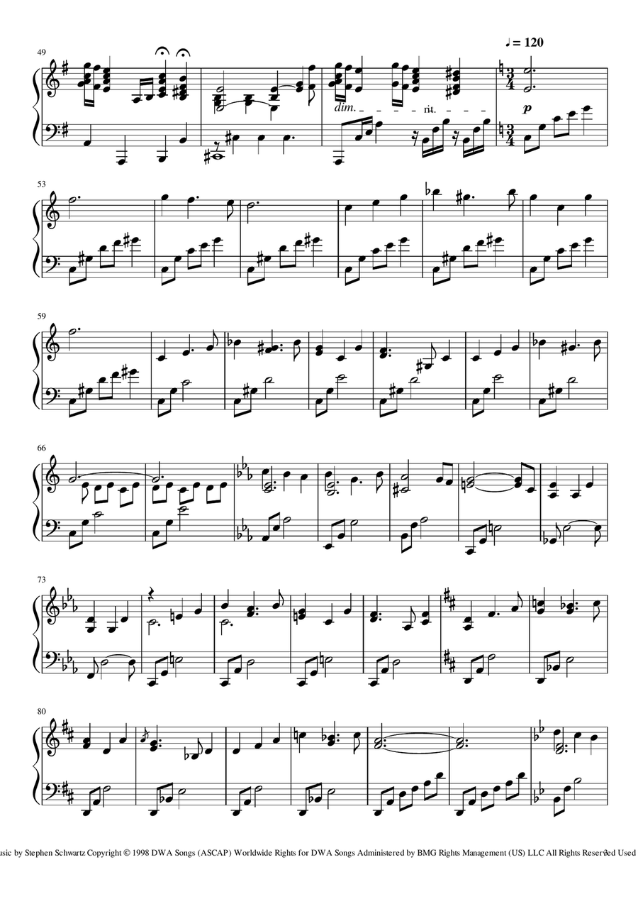 Deliver Us from THE PRINCE OF EGYPT Easy Piano scores gallery preview page 3