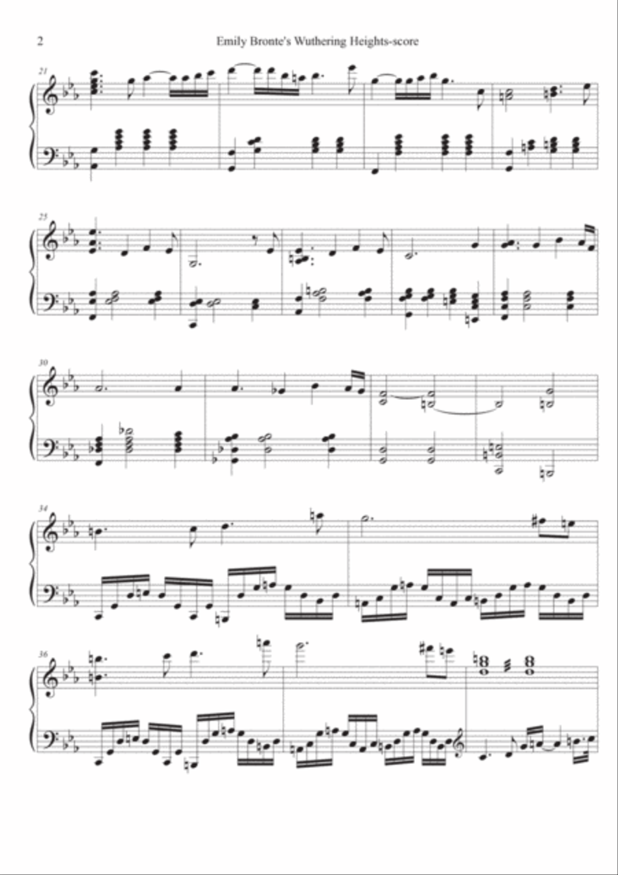 Emily Bronte's Wuthering Heights-score Piano Solo scores gallery preview page 2