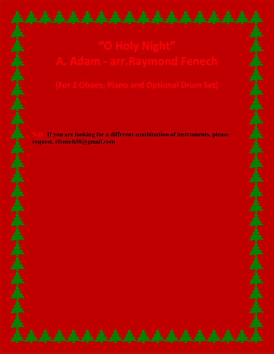 O Holy Night - 2 Oboes, Piano and Optional Drum Set - Intermediate Level Woodwind Duet scores gallery preview page 3