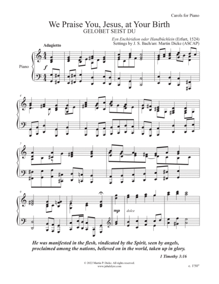 We Praise You, Jesus, at Your Birth (Carols for Piano) image number null