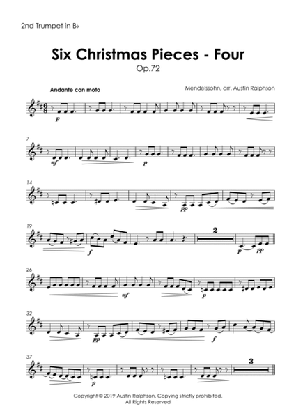 Six Christmas Pieces (Sechs Kinderstücke für das Pianoforte) Op.72: Number 4 of 6 - brass quintet image number null
