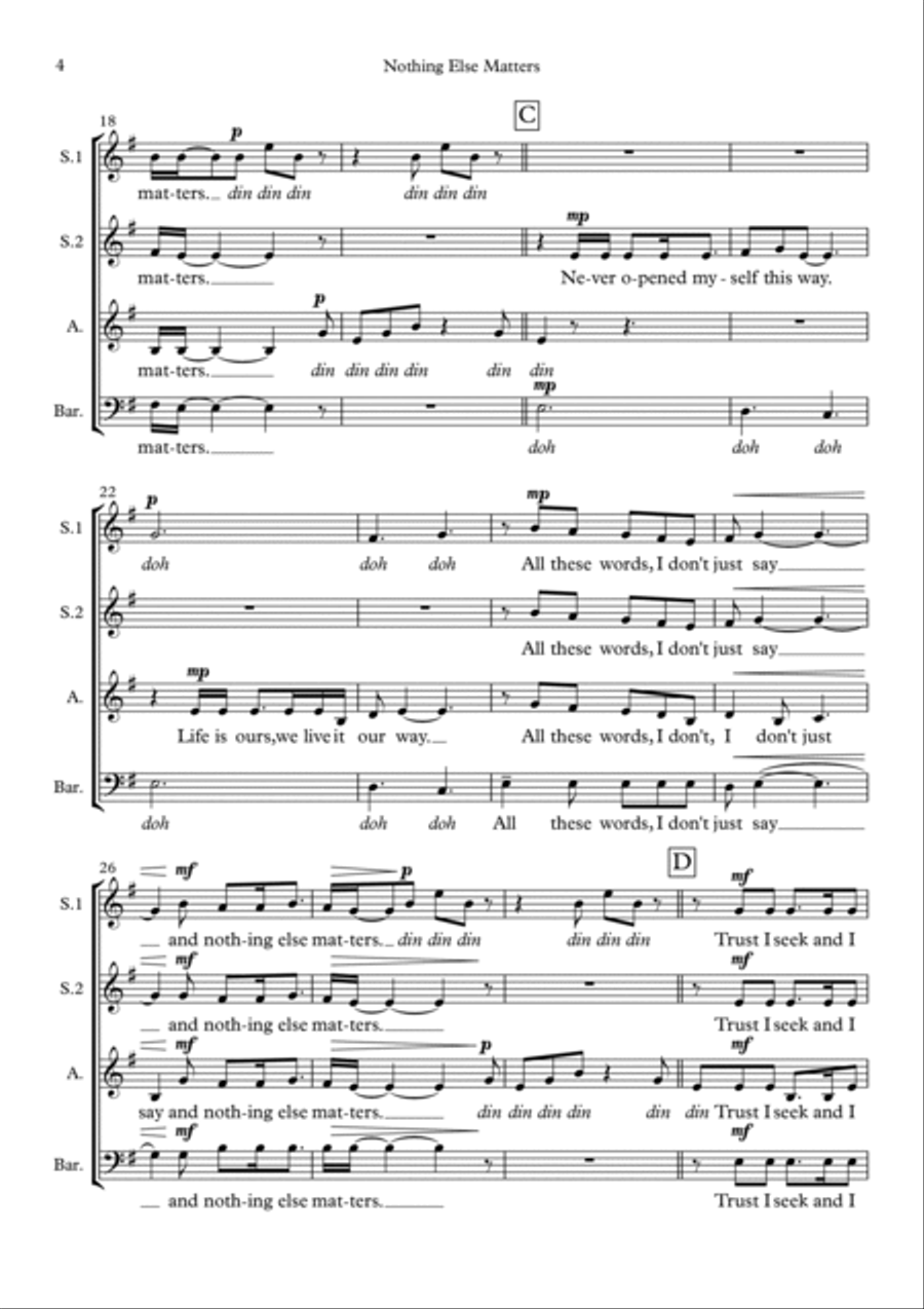 Nothing Else Matters 3-Part scores gallery preview page 4