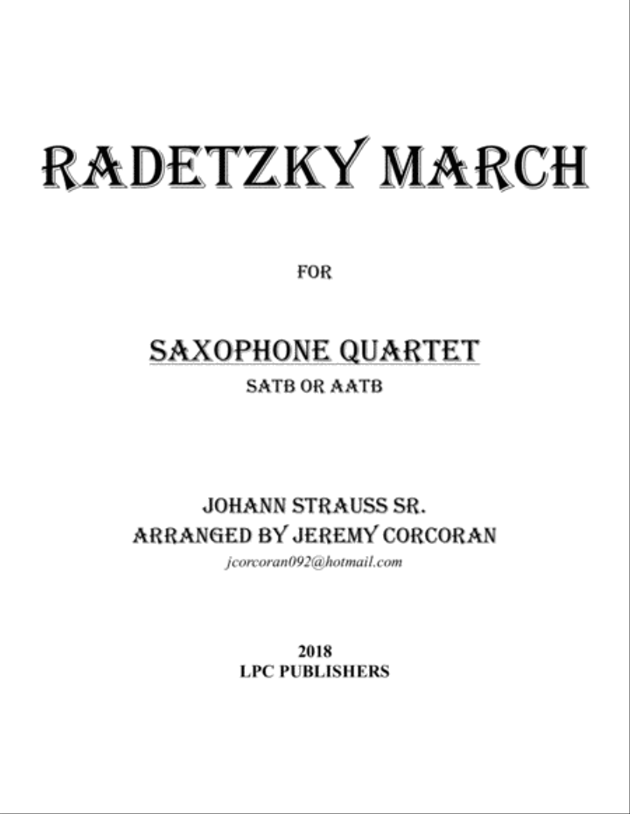 Radetzky March for Saxophone Quartet (SATB or AATB) Saxophone Quartet scores gallery preview page 1