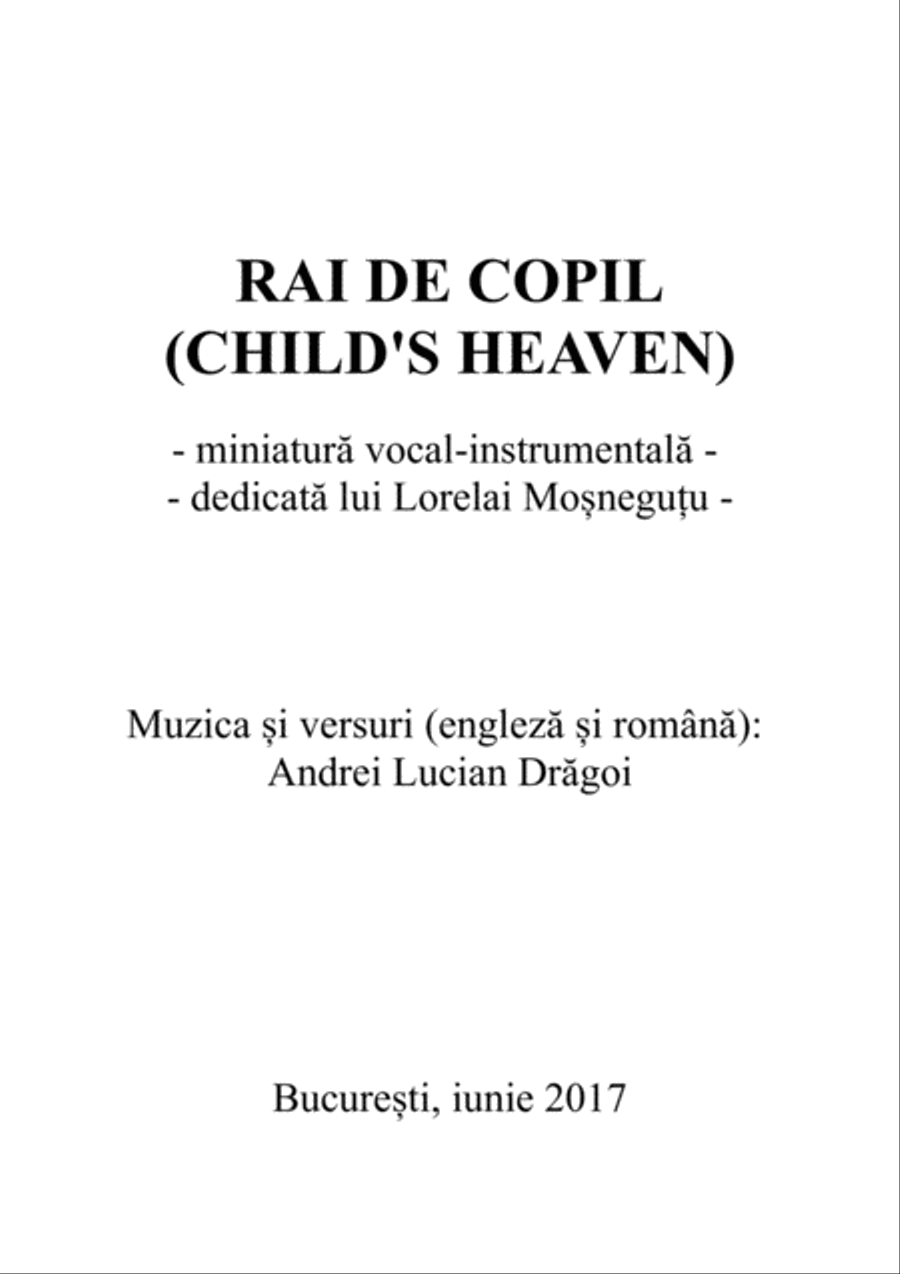 Rai de copil (Child's heaven) - miniatura vocal-instrumentala Piano Trio scores gallery preview page 1