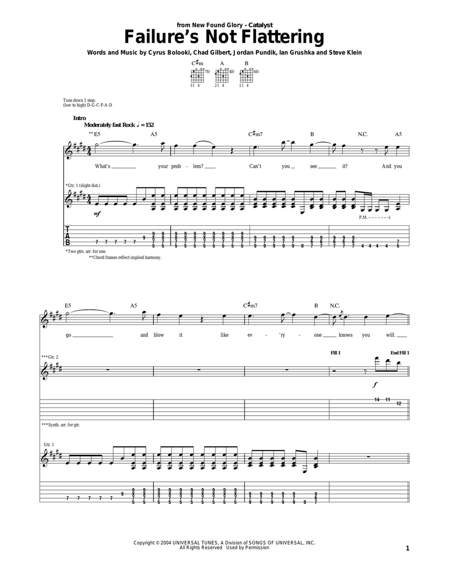 Failure's Not Flattering Acoustic Guitar scores gallery preview page 1
