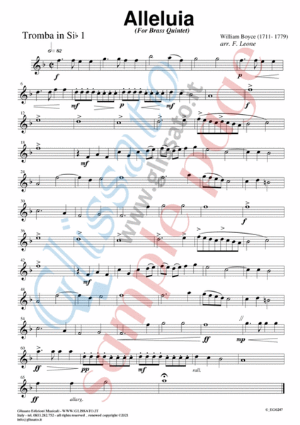 Alleluia by William Boyce for brass quintet/ensemble - score & parts (13) image number null
