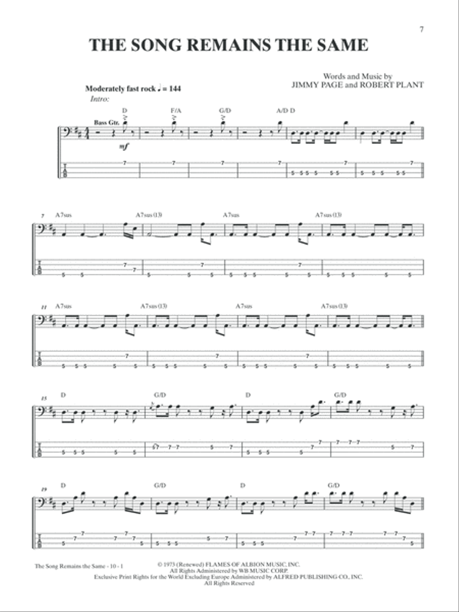 Led Zeppelin -- Houses of the Holy Platinum Bass Guitar Bass Guitar Tablature scores gallery preview page 4