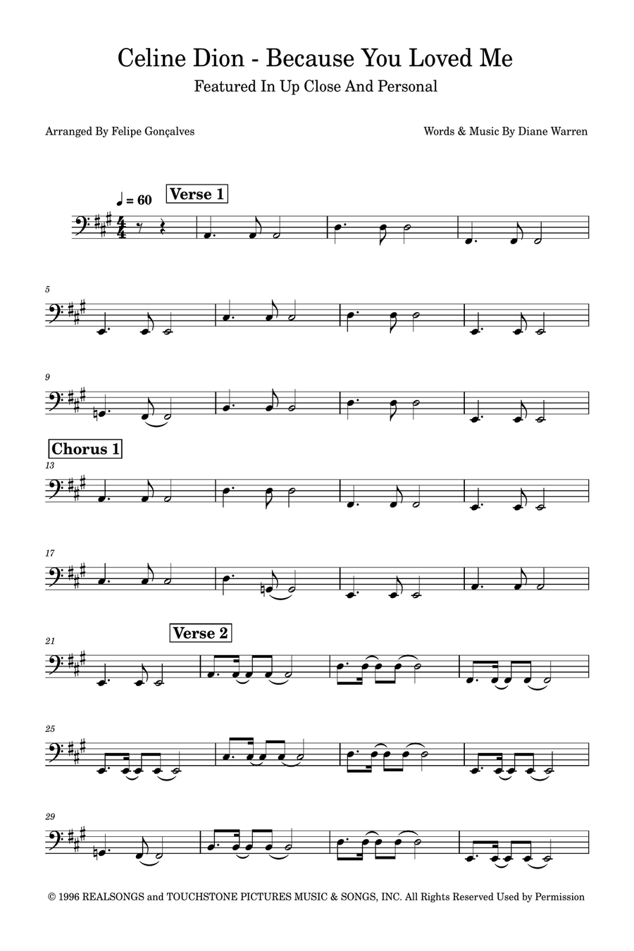 Because You Loved Me Acoustic Guitar scores gallery preview page 1