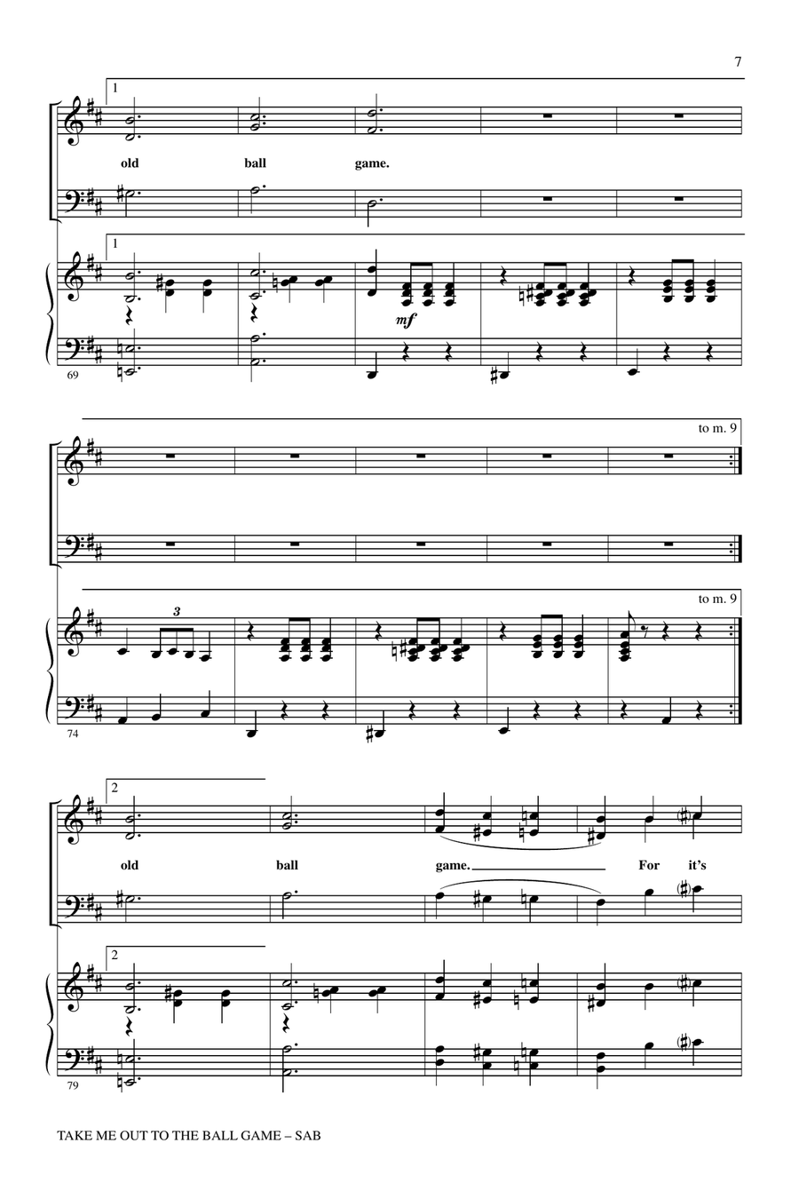 Take Me Out To The Ball Game 3-Part scores gallery preview page 6