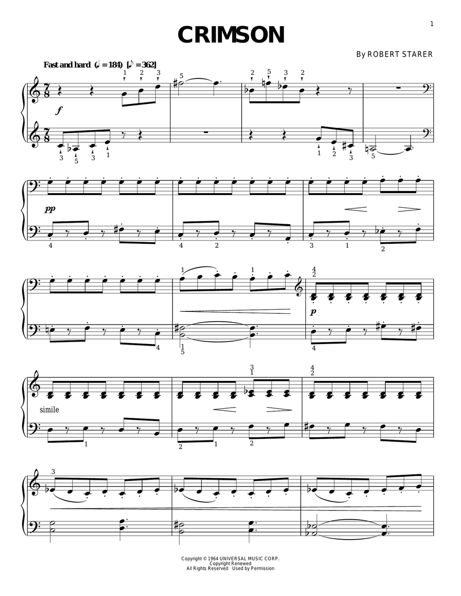 Crimson Piano Solo scores gallery preview page 1