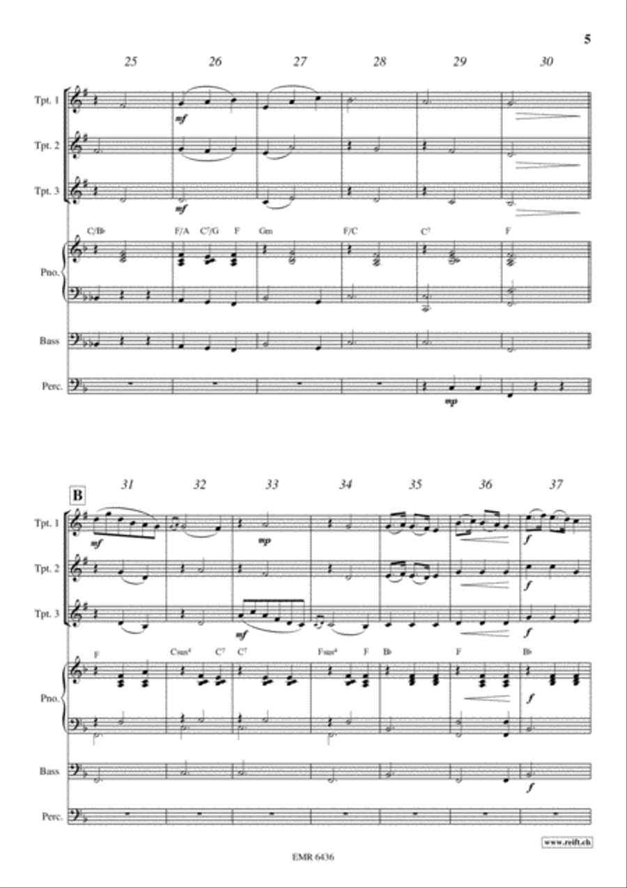 Plaisir d'Amour Trumpet Trio scores gallery preview page 5