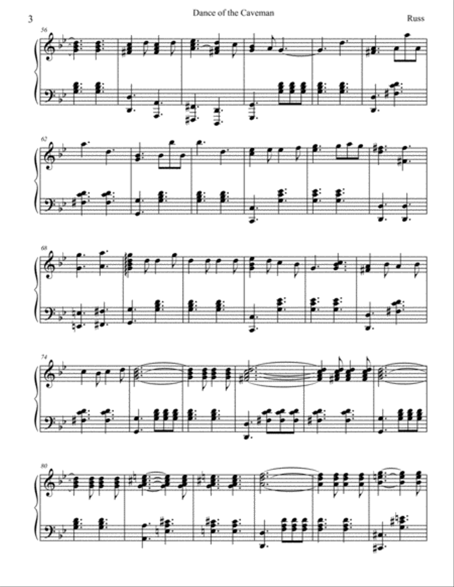 Dance of the Caveman Piano Solo scores gallery preview page 3