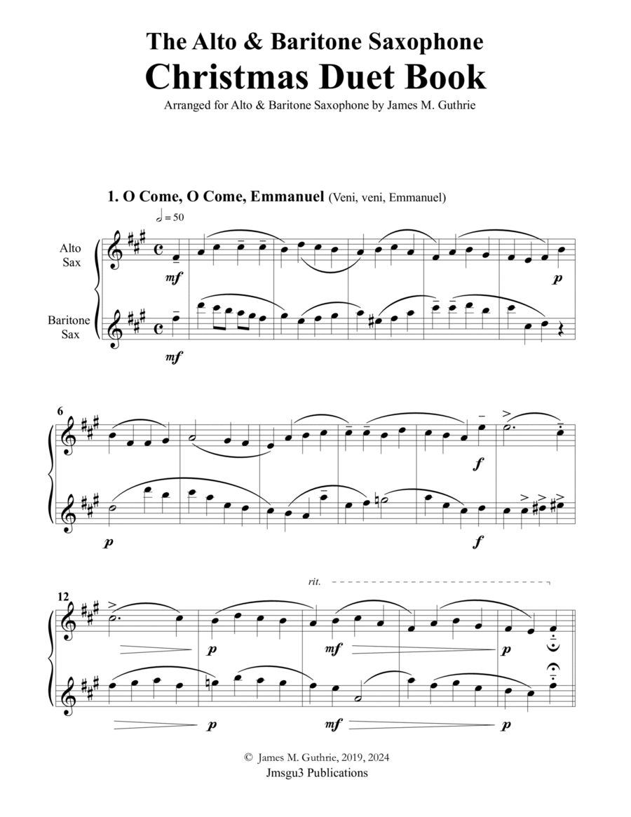 The Alto & Baritone Sax Christmas Duet Book Woodwind Duet scores gallery preview page 1