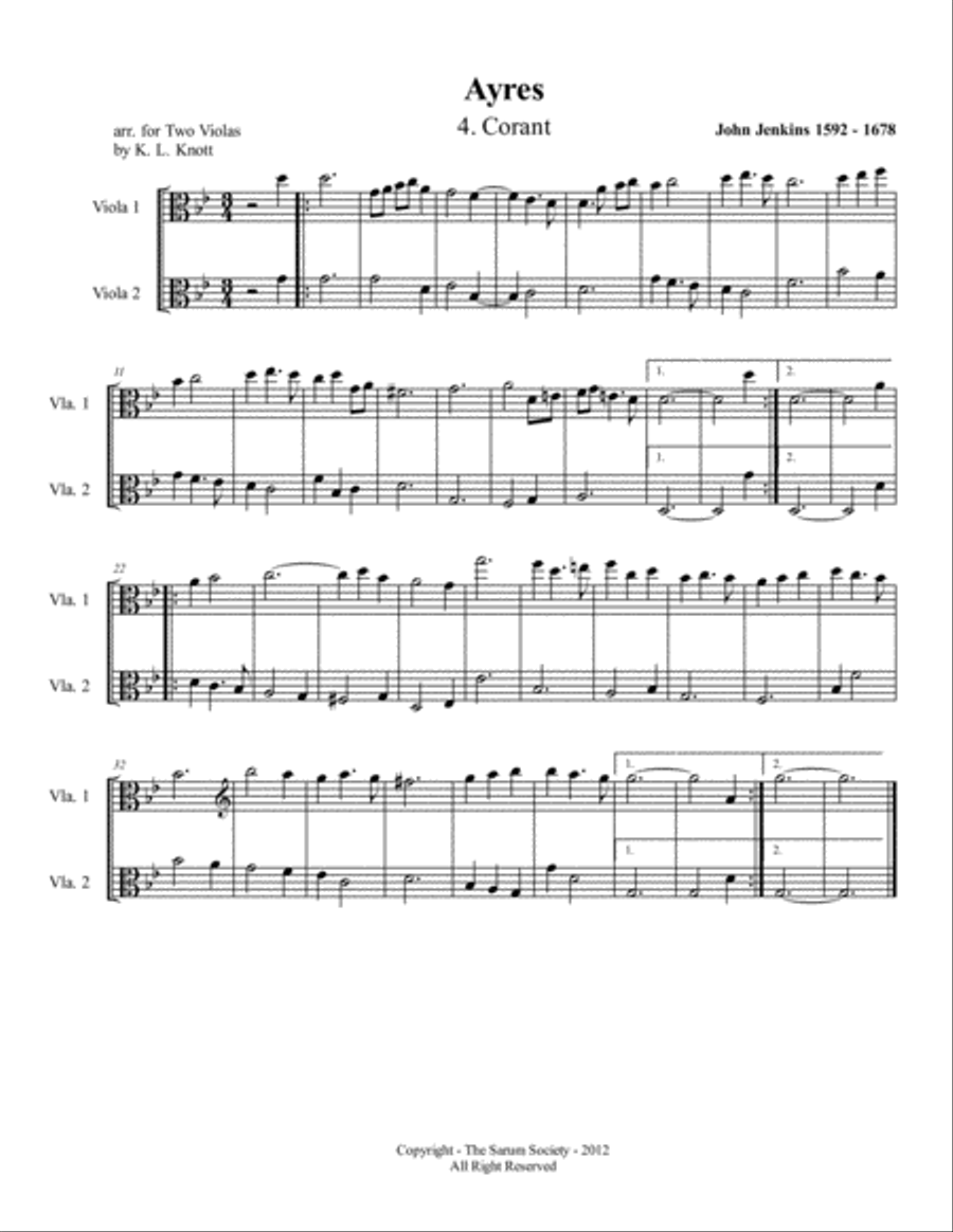10 AYRES for 2 Violas by John Jenkins (arr. K. L. Knott) Viola scores gallery preview page 4