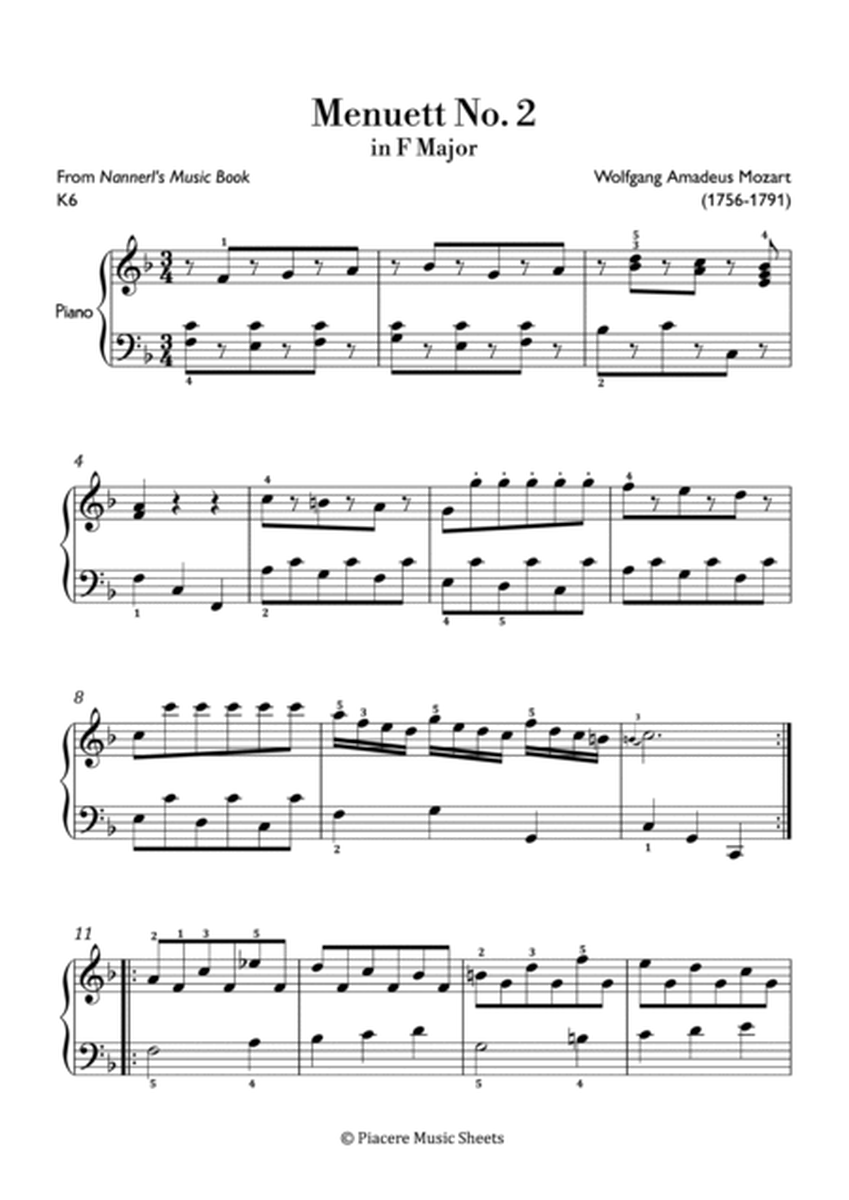 Mozart - Menuet 2 in F Major, K.6 - Easy image number null
