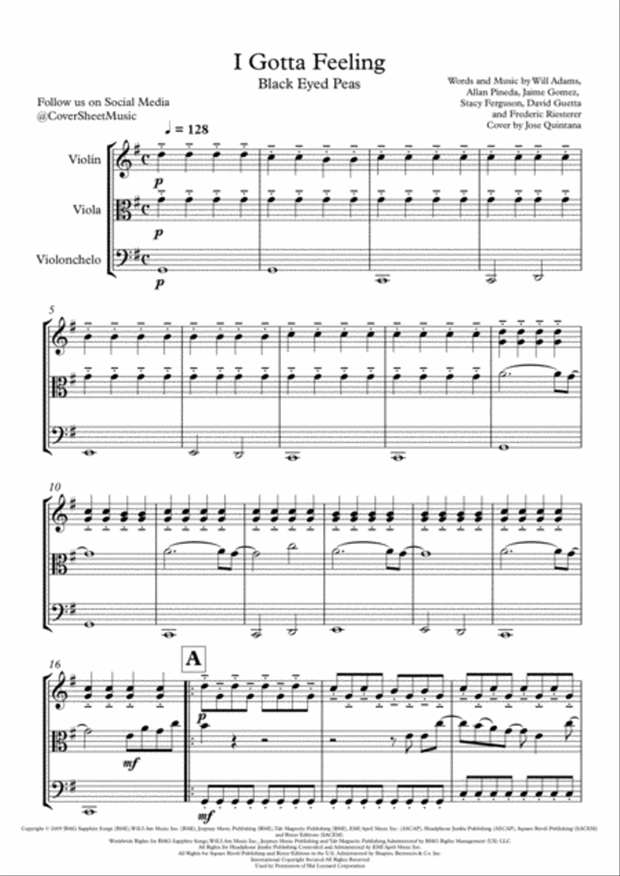 I Gotta Feeling I Gotta Feeling String Trio scores gallery preview page 2