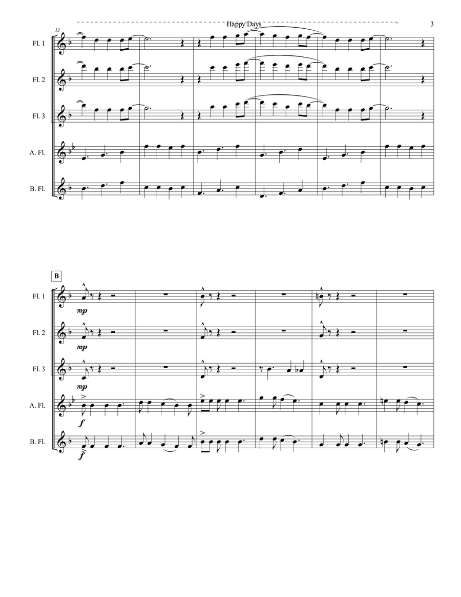 Happy Days Flute Choir scores gallery preview page 4