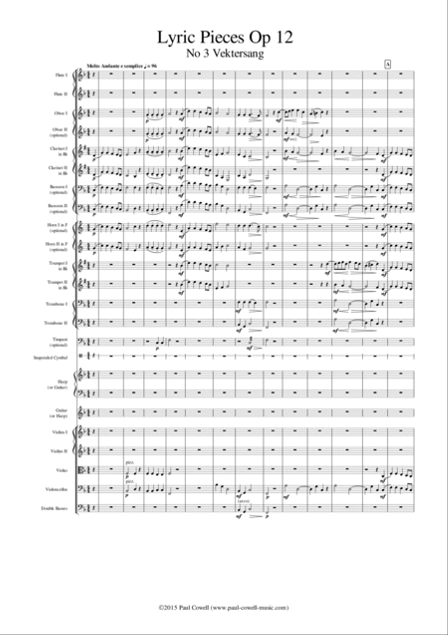 GRIEG Vektersang (Watcher's Song) arranged for small orchestra Chamber Orchestra scores gallery preview page 2