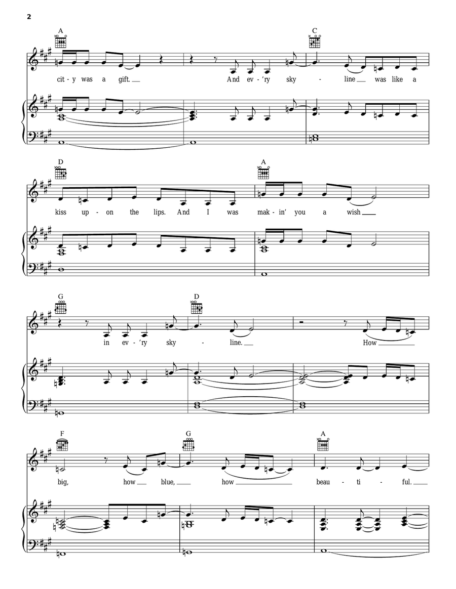 How Big, How Blue, How Beautiful Piano, Vocal, Guitar scores gallery preview page 2