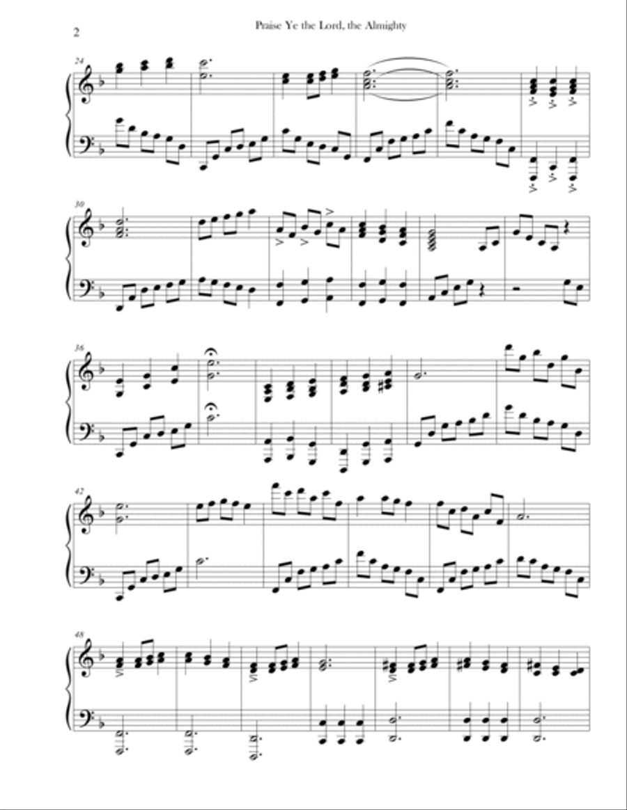 Praise Ye the Lord, the Almighty (Advanced Piano) Praise Ye the Lord, the Almighty (Advanced Piano) Piano Solo scores gallery preview page 2