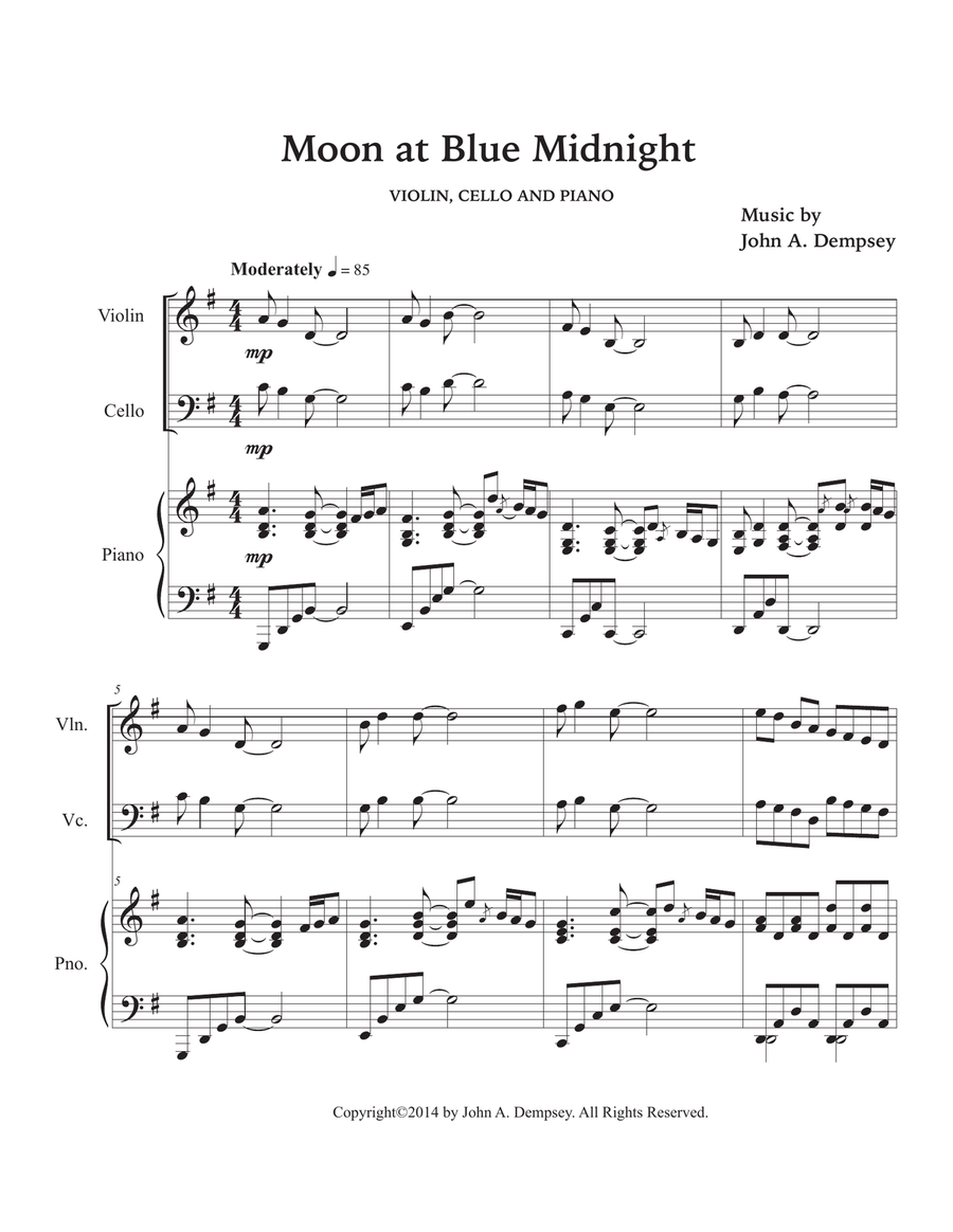 Moon at Blue Midnight (Piano Trio): Violin, Cello and Piano Piano Trio scores gallery preview page 5