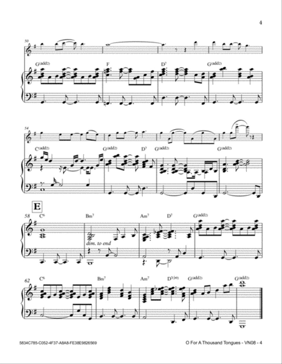 O For A Thousand Tongues Violin Solo scores gallery preview page 5