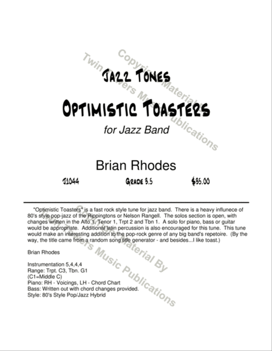 Optimistic Toasters Jazz Ensemble scores gallery preview page 2