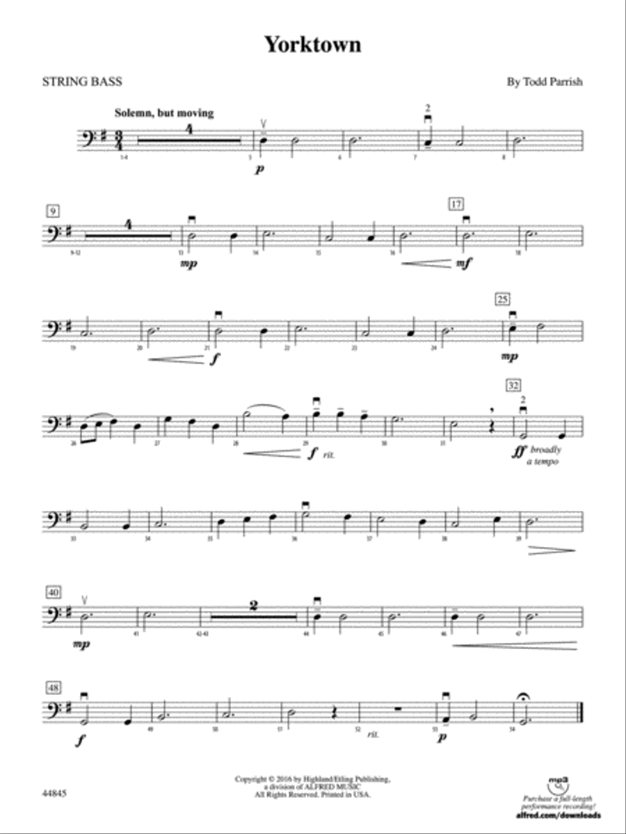Yorktown: String Bass String Orchestra scores gallery preview page 1