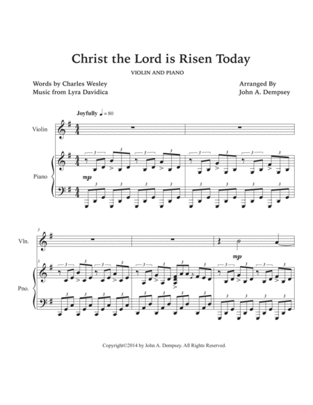 Christ the Lord is Risen Today (Easter Duet for Violin and Piano) image number null