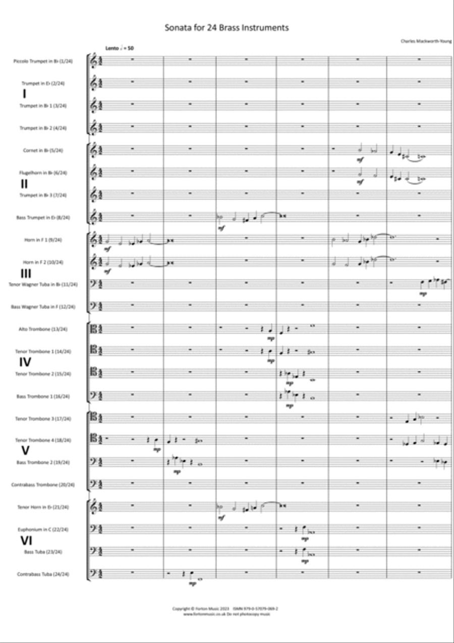 Sonata for 24 Brass Instruments Brass Ensemble scores gallery preview page 3