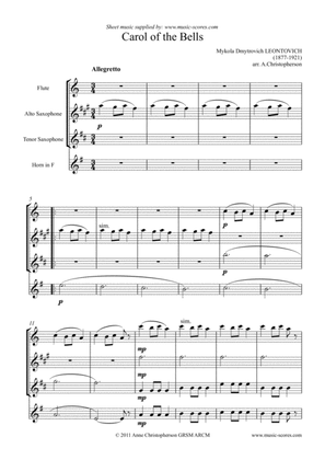 Carol of the Bells - Flute, Alto Sax, Tenor Sax, French Horn