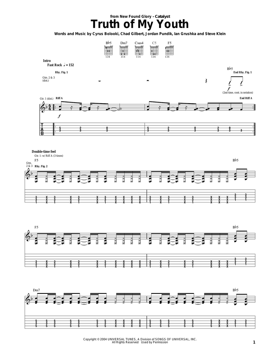 Truth Of My Youth Acoustic Guitar scores gallery preview page 1