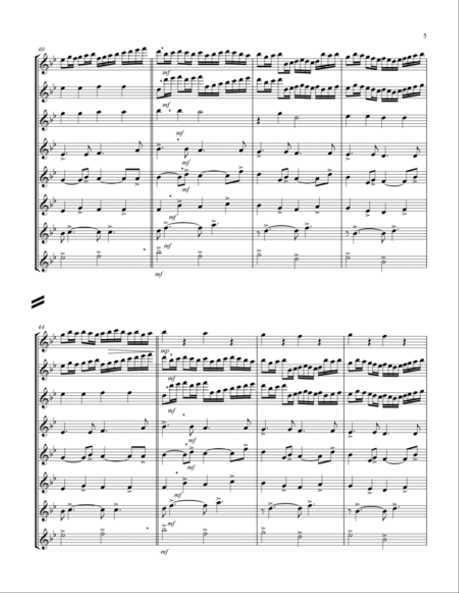 Canon (Pachelbel) (Bb) (Flute Octet) Woodwind Ensemble scores gallery preview page 5