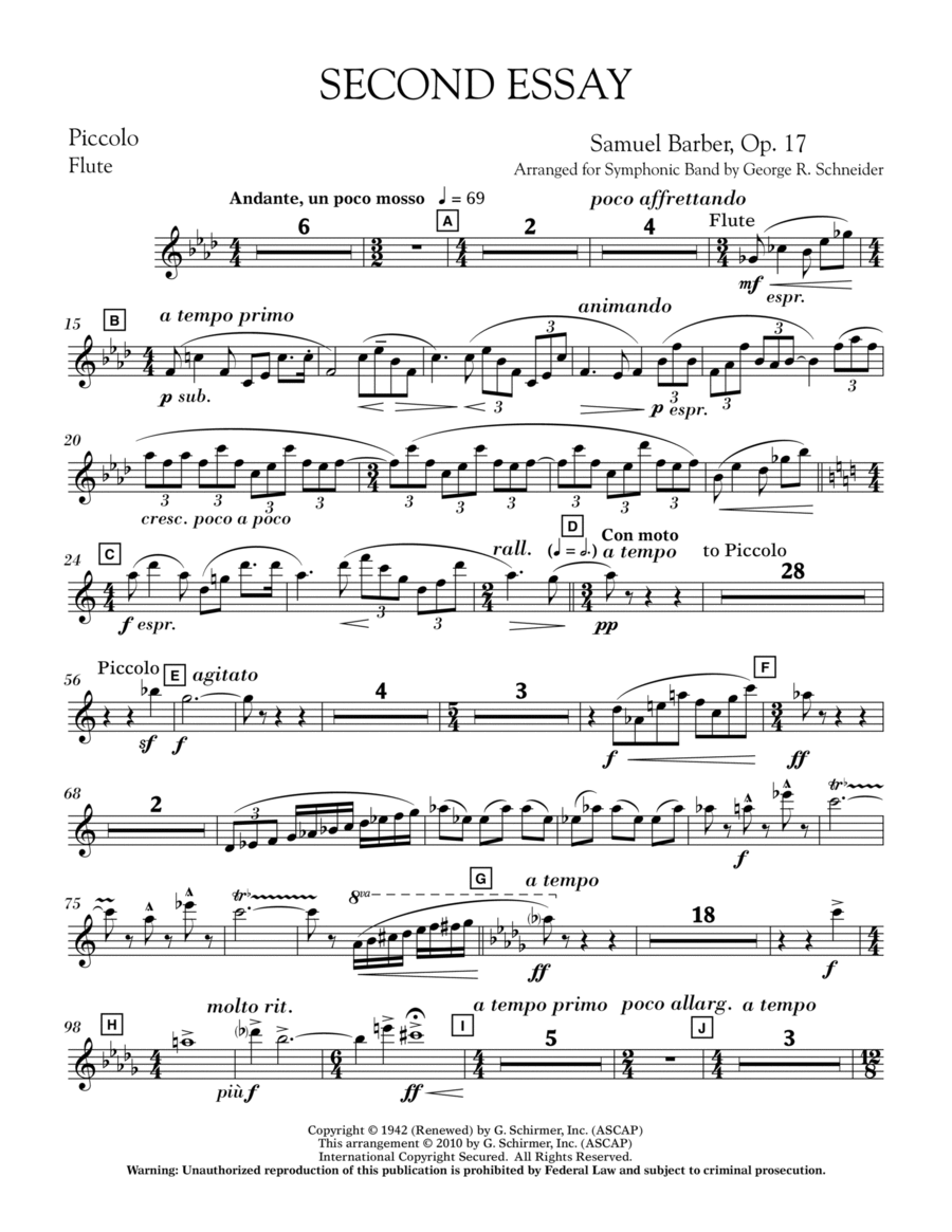 Second Essay - Piccolo Concert Band scores gallery preview page 1