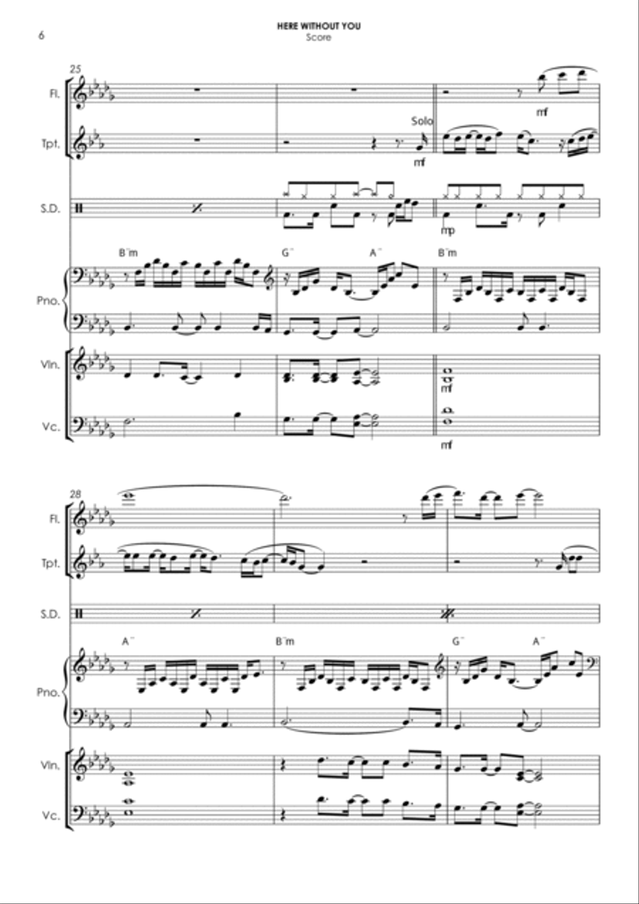 Here Without You Small Ensemble scores gallery preview page 6