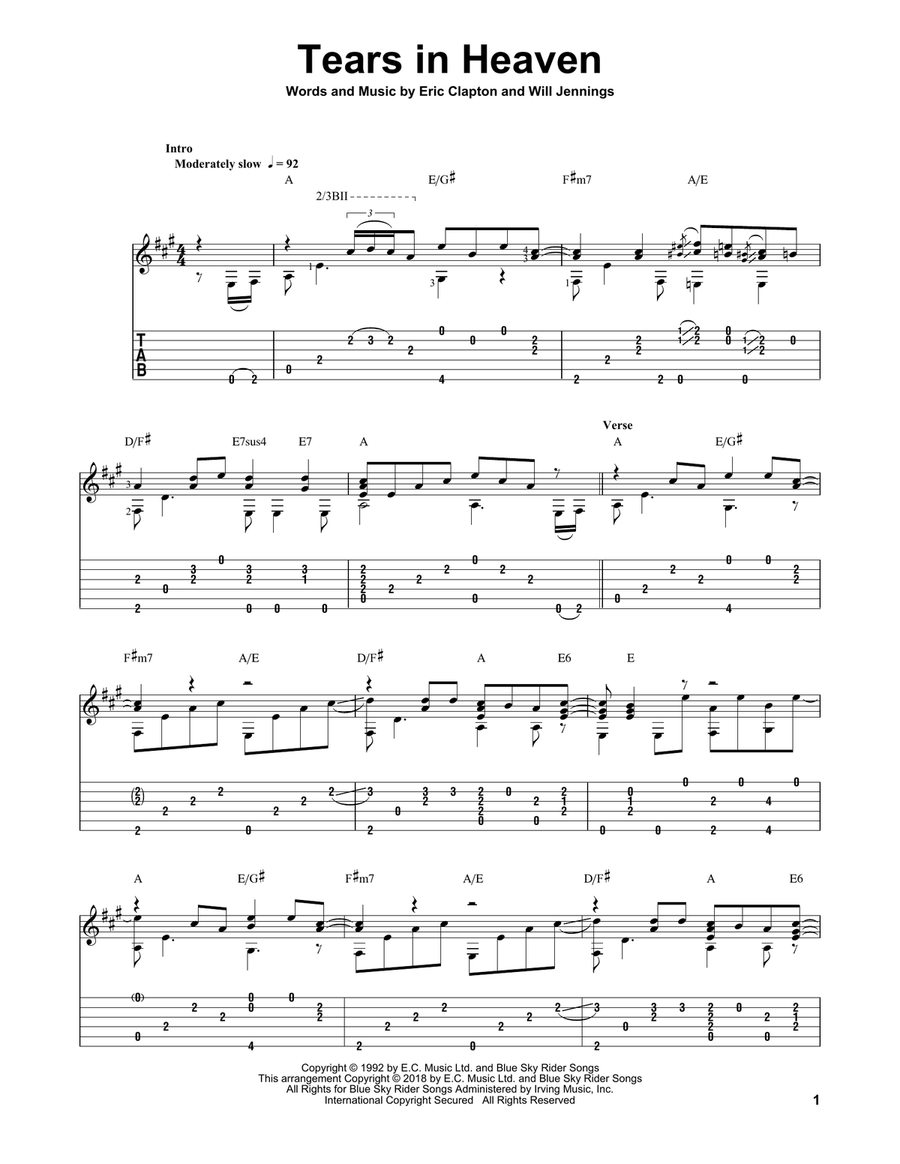 Tears In Heaven Acoustic Guitar scores gallery preview page 1