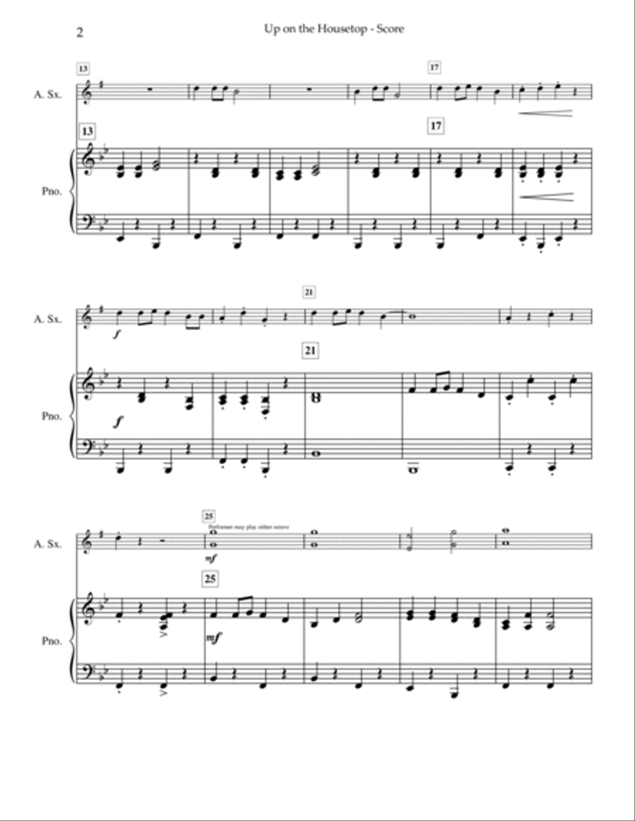 Up on the Housetop Alto Saxophone scores gallery preview page 3