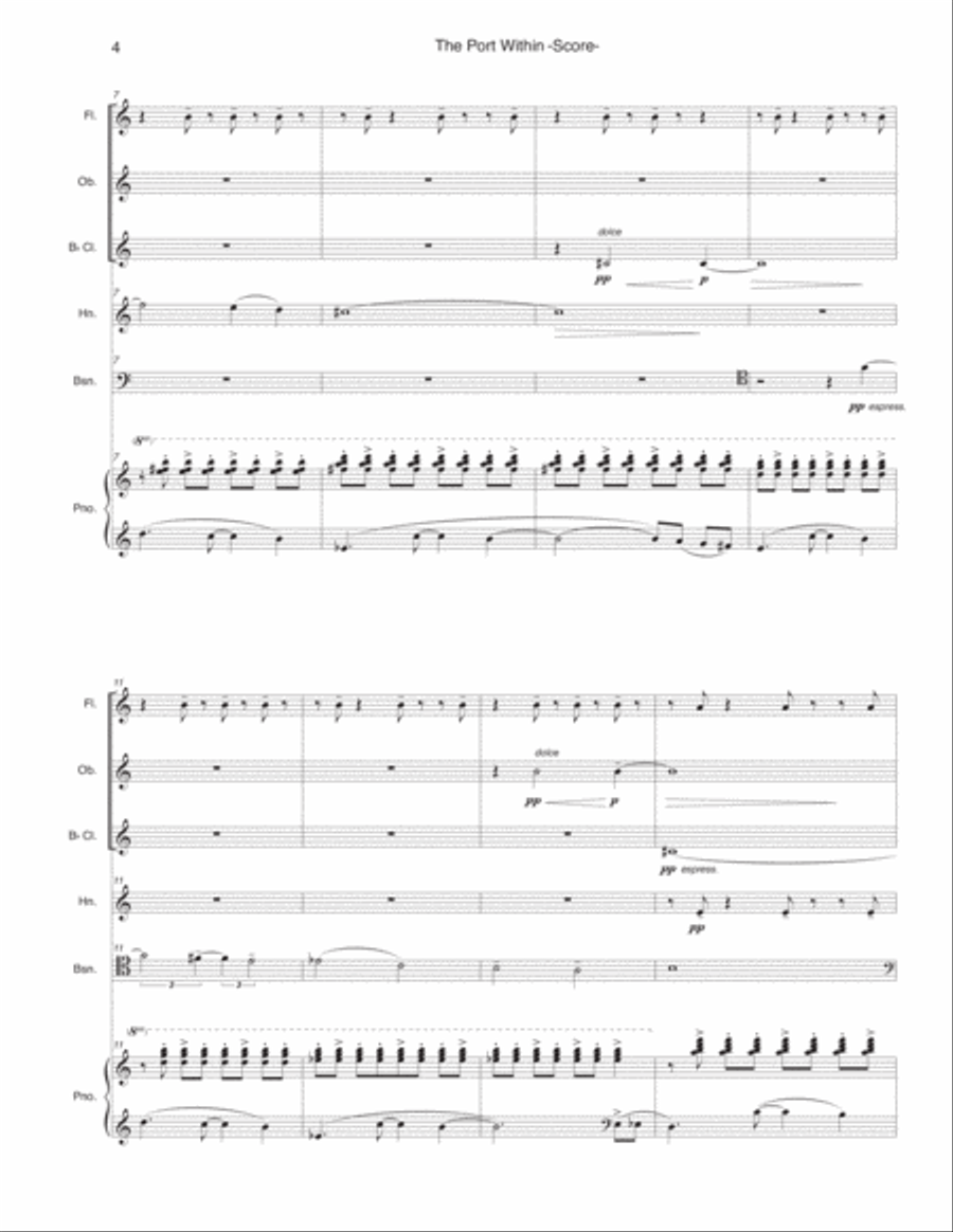 The Port Within - for wind quintet and piano Small Ensemble scores gallery preview page 4